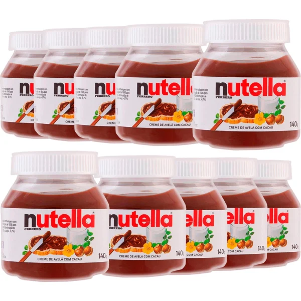 Creme de Avelã Kit com 10 Potes Nutella 140g Ferrero